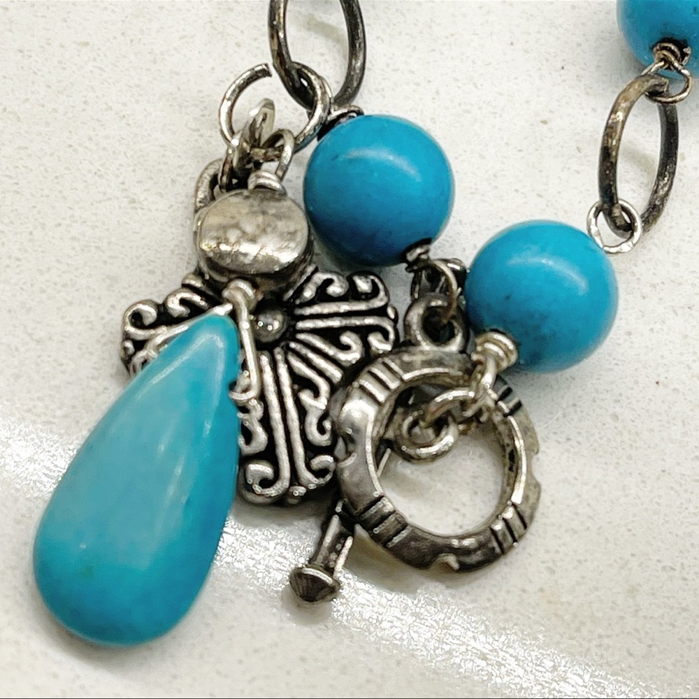 Handmade Natural Turquoise + Sterling Bracelet - Picture 3 of 9